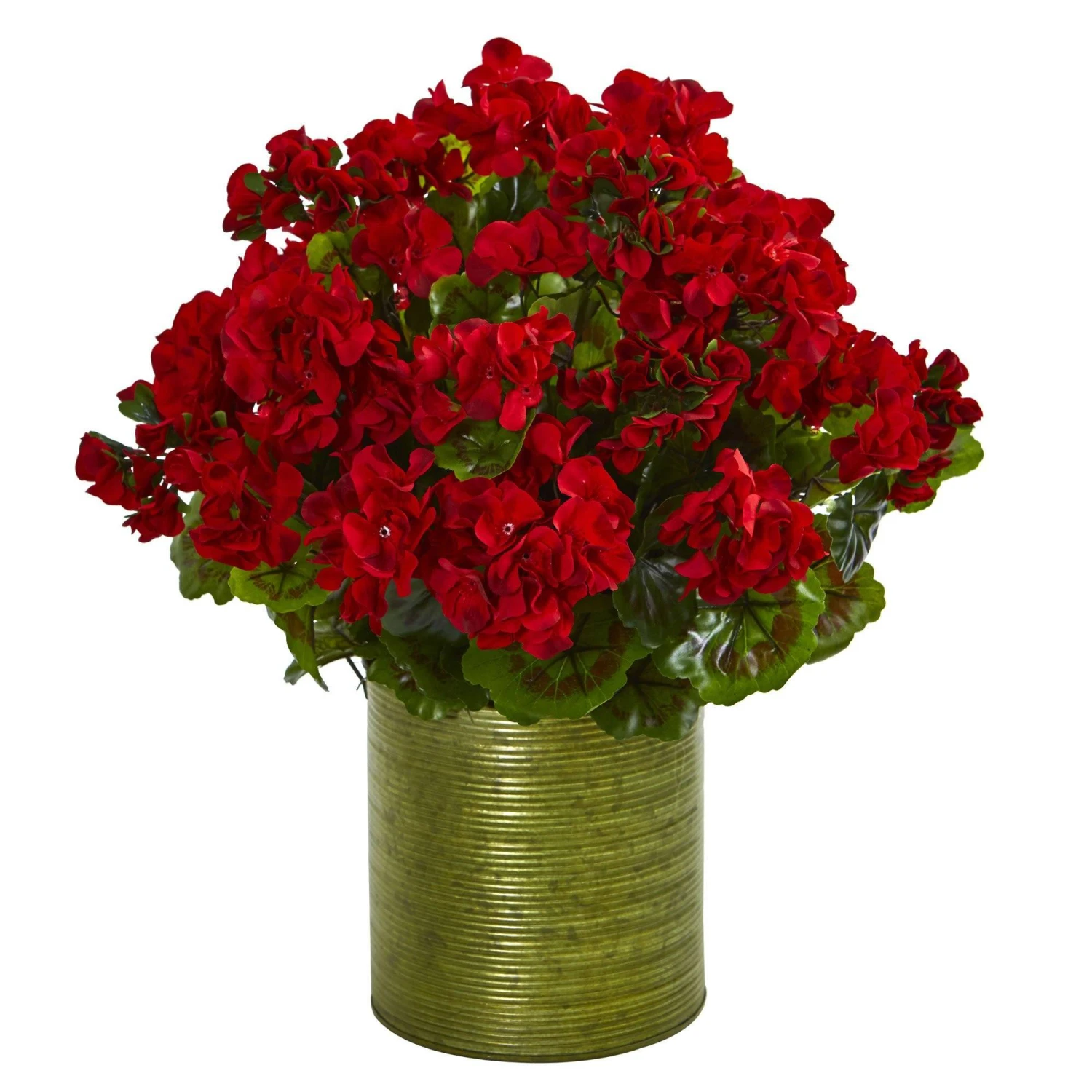 Geranium Artificial Plant In Metal Planter UV Resistant (Indoor/Outdoor) 3 Geranium Artificial Plant In Metal Planter UV Resistant (Indoor/Outdoor)