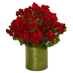 Geranium Artificial Plant In Metal Planter UV Resistant (Indoor/Outdoor) 16 Geranium Artificial Plant In Metal Planter UV Resistant (Indoor/Outdoor) -Artificial Flowers Sale artificial geranium artificial plant in metal planter uv resistant indooroutdoor nearly natural red 857453