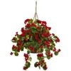 Artificial Geranium Hanging Basket UV Resistant (Indoor/Outdoor) -Artificial Flowers Sale artificial geranium hanging basket uv resistant indooroutdoor nearly natural red 724157