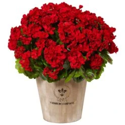 Geranium In Farmhouse Planter UV Resistant (Indoor/Outdoor) -Artificial Flowers Sale artificial geranium in farmhouse planter uv resistant indooroutdoor nearly natural red 575145