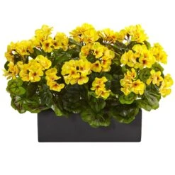 Artificial Geranium In Rectangular Planter UV Resistant (Indoor/Outdoor) -Artificial Flowers Sale artificial geranium in rectangular planter uv resistant indooroutdoor nearly natural yellow 475171