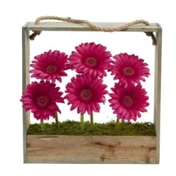 Gerber Daisy Garden In Hanging Frame -Artificial Flowers Sale artificial gerber daisy garden in hanging frame nearly natural 567295
