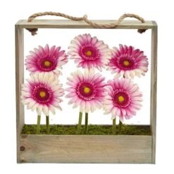 Gerber Daisy Garden In Hanging Frame -Artificial Flowers Sale artificial gerber daisy garden in hanging frame nearly natural 938057