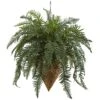 Giant River Fern With Cone Hanging Basket -Artificial Flowers Sale artificial giant river fern with cone hanging basket nearly natural 663397