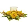 Golden Sunflower Candle Holder Silk Flower Arrangement -Artificial Flowers Sale artificial golden sunflower candelabrum silk flower arrangement nearly natural 509310