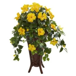 Hibiscus Artificial Plant In Stand Planter