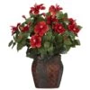 Hibiscus W/Vase Silk Plant -Artificial Flowers Sale artificial hibiscus wvase silk plant nearly natural 955896