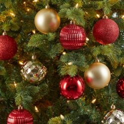 Holiday Shatterproof, 40 Count Christmas Tree Ornament Box Set, 80mm With Re-Useable Box -Artificial Flowers Sale artificial holiday shatterproof 40 count christmas tree ornament box set 80mm with re useable box nearly natural 999222