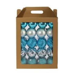 Holiday Shatterproof, 40 Count Christmas Tree Ornament Box Set, 80mm With Re-Useable Box -Artificial Flowers Sale artificial holiday shatterproof 40 count christmas tree ornament box set 80mm with re useable box nearly natural blue 209771