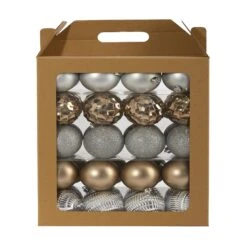 Holiday Shatterproof, 40 Count Christmas Tree Ornament Box Set, 80mm With Re-Useable Box -Artificial Flowers Sale artificial holiday shatterproof 40 count christmas tree ornament box set 80mm with re useable box nearly natural silver 219981