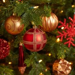 Holiday Shatterproof, 52 Count Christmas Tree Ornament Box Set, 80mm To 150mm With Reusable Tray -Artificial Flowers Sale artificial holiday shatterproof 52 count christmas tree ornament box set 80mm to 150mm with reusable tray nearly natural 603697