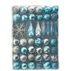 Holiday Shatterproof, 52 Count Christmas Tree Ornament Box Set, 80mm To 150mm With Reusable Tray -Artificial Flowers Sale artificial holiday shatterproof 52 count christmas tree ornament box set 80mm to 150mm with reusable tray nearly natural blue 975158