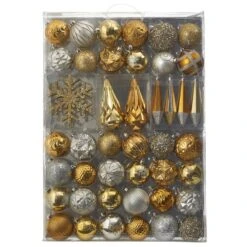 Holiday Shatterproof, 52 Count Christmas Tree Ornament Box Set, 80mm To 150mm With Reusable Tray -Artificial Flowers Sale artificial holiday shatterproof 52 count christmas tree ornament box set 80mm to 150mm with reusable tray nearly natural bronze 780342