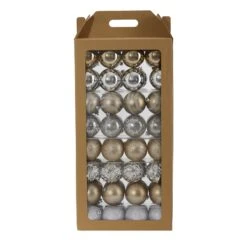 Holiday Shatterproof, 64 Count Christmas Tree Ornament Set, 80mm With Re-Useable Box