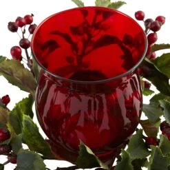 Holly Berry Candle Holder -Artificial Flowers Sale artificial holly berry candleabrum nearly natural 690077