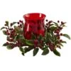 Holly Berry Candle Holder -Artificial Flowers Sale artificial holly berry candleabrum nearly natural 907321