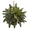 Holly Fern Hanging Basket -Artificial Flowers Sale artificial holly fern hanging basket nearly natural 899906