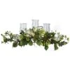 Hydrangea Triple Candle Holder Centerpiece -Artificial Flowers Sale artificial hydrangea triple candleabrum centerpiece nearly natural cream 361122