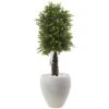 Ixora Topiary With White Planter UV Resistant (Indoor/Outdoor) -Artificial Flowers Sale artificial ixora topiary with white planter uv resistant indooroutdoor nearly natural 971079