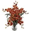 Large Cymbidium W/Vase Arrangement -Artificial Flowers Sale artificial large cymbidium wvase arrangement nearly natural burgundy 341153