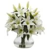 Large Lily Arrangement With Vase -Artificial Flowers Sale artificial large lily arrangement with vase nearly natural 205083