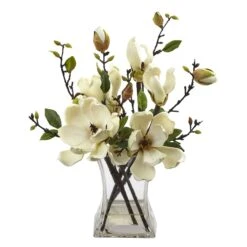 Artificial Magnolia Arrangement W/ Vase