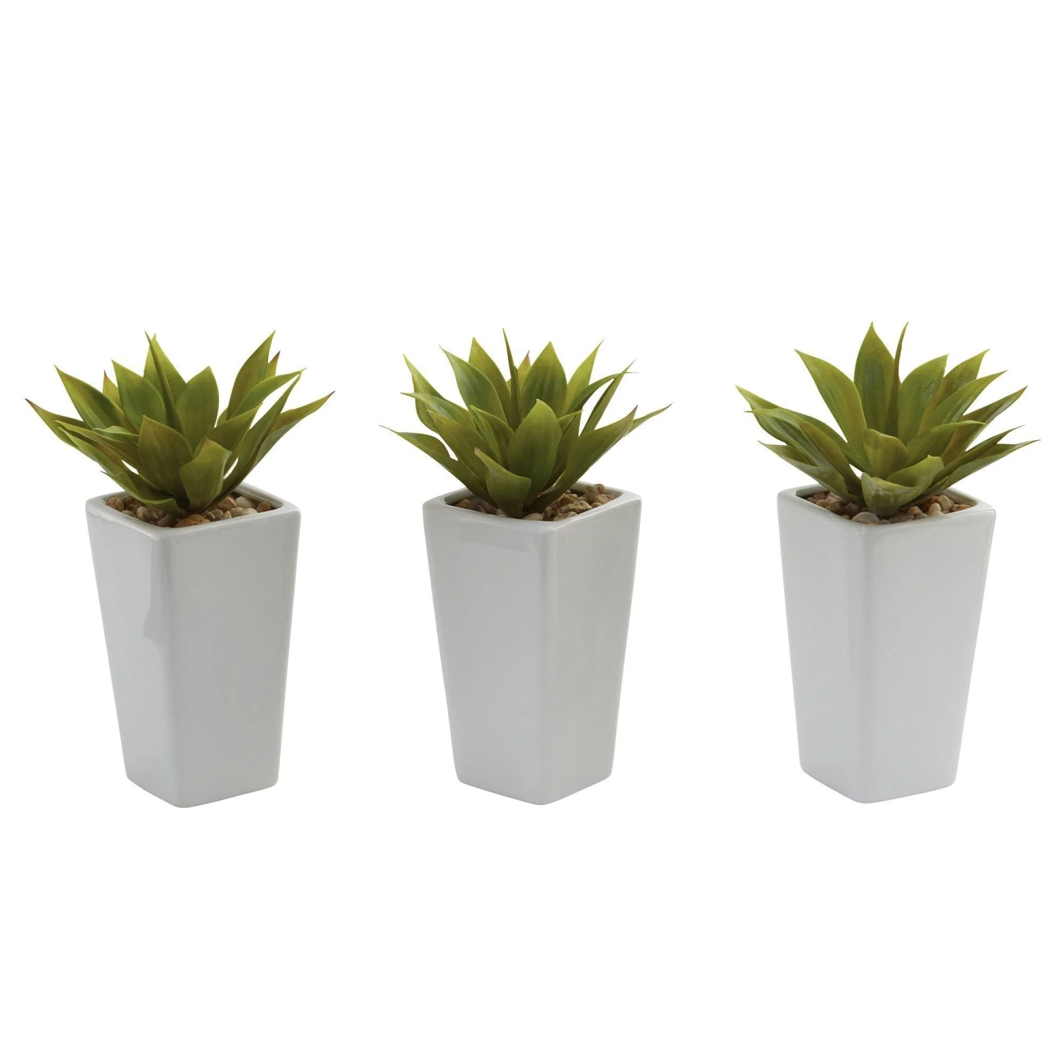 Mini Agave W/ Planter (Set Of 3) White 6 Mini Agave W/ Planter (Set Of 3) White - Image 4
