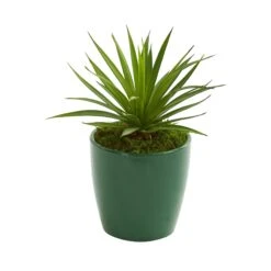 Mini Agaves Artificial Plant In Green Planter (Set Of 3) -Artificial Flowers Sale artificial mini agaves artificial plant in green planter set of 3 nearly natural 672862