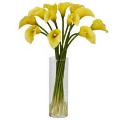 Mini Calla Lily Silk Flower Arrangement 9 Mini Calla Lily Silk Flower Arrangement -Artificial Flowers Sale artificial mini calla lily silk flower arrangement nearly natural yellow 618180