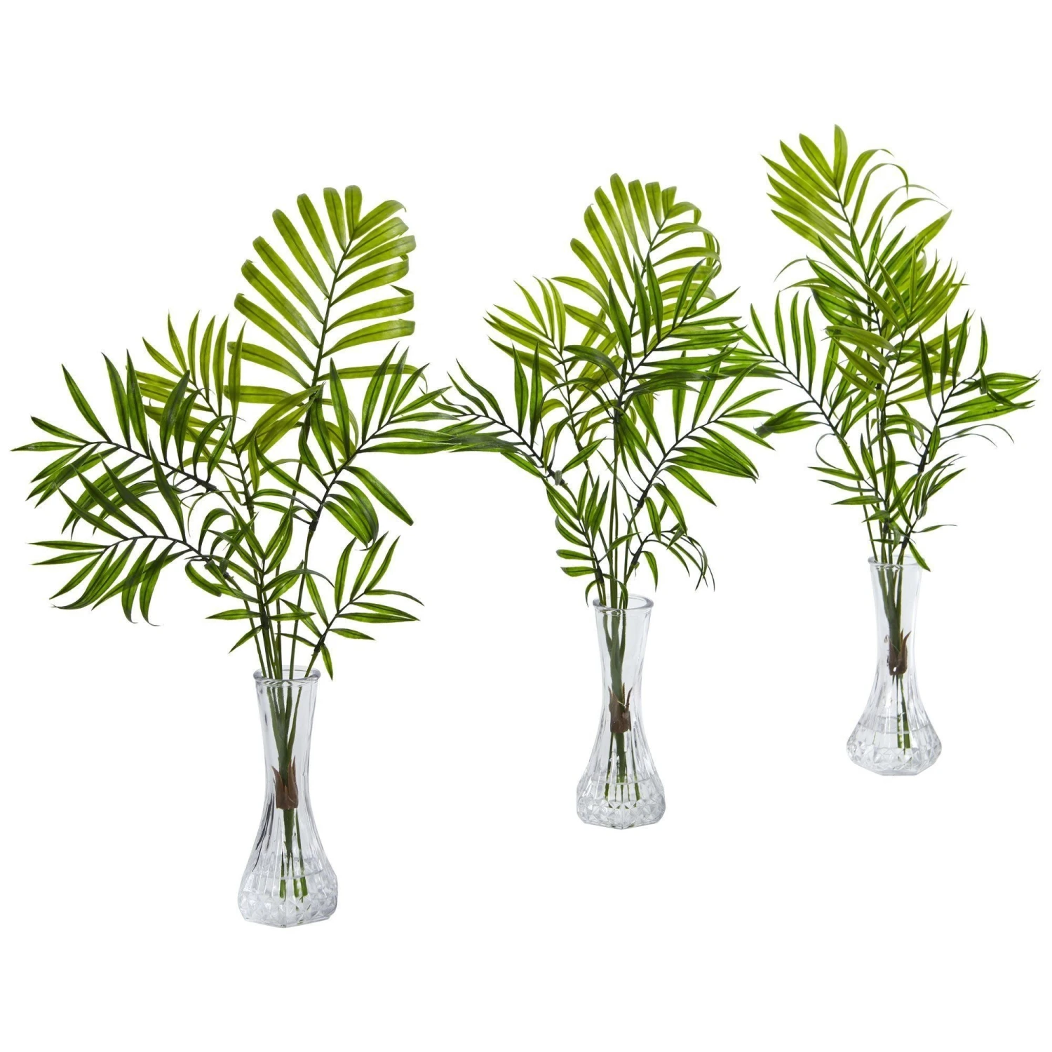 Mini Palm Artificial Plant In Vase (Set Of 3) 3 Mini Palm Artificial Plant In Vase (Set Of 3)
