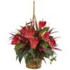 Mixed Anthurium Hanging Basket Artificial Plant -Artificial Flowers Sale artificial mixed anthurium hanging basket artificial plant nearly natural 309644