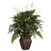 Mixed Greens W/Spathyfillum & Decorative Vase Silk Plant -Artificial Flowers Sale artificial mixed greens wspathyfillum decorative vase silk plant nearly natural 468846