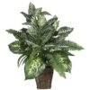 Mixed Greens Zebra W/Wicker Silk Plant -Artificial Flowers Sale artificial mixed greens zebra wwicker silk plant nearly natural 958032
