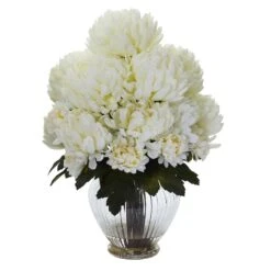 Mum Artificial Arrangement In Vase -Artificial Flowers Sale artificial mum artificial arrangement in vase nearly natural cream 358560