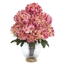 Mum Artificial Arrangement In Vase -Artificial Flowers Sale artificial mum artificial arrangement in vase nearly natural mauve 322174