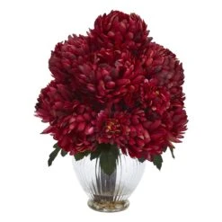 Mum Artificial Arrangement In Vase -Artificial Flowers Sale artificial mum artificial arrangement in vase nearly natural rust 659962