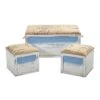 Ocean Breeze Storage Boxes, Bench And Seating Set (Set Of 3)