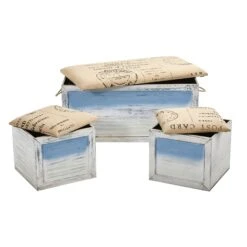 Ocean Breeze Storage Boxes, Bench And Seating Set (Set Of 3) -Artificial Flowers Sale artificial ocean breeze storage boxes bench and seating set set of 3 nearly natural 755541