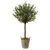 Olive Topiary Tree With Farmhouse Planter -Artificial Flowers Sale artificial olive topiary tree with farmhouse planter nearly natural 944211
