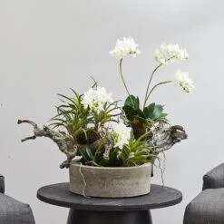 Orchid & Succulent Garden W/Driftwood & Decorative Vase -Artificial Flowers Sale artificial orchid succulent garden wdriftwood decorative vase nearly natural 864429