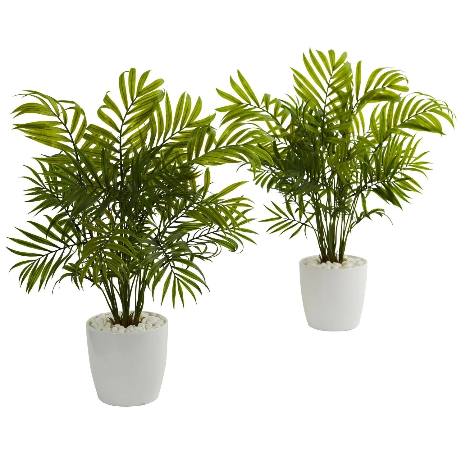 Palms In White Planter Artificial Plant (Set Of 2) 3 Palms In White Planter Artificial Plant (Set Of 2)