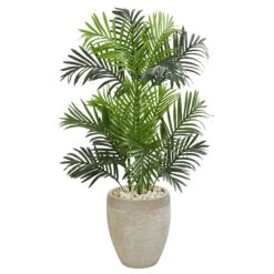 Paradise Palm Artificial Tree In Sand Colored Planter