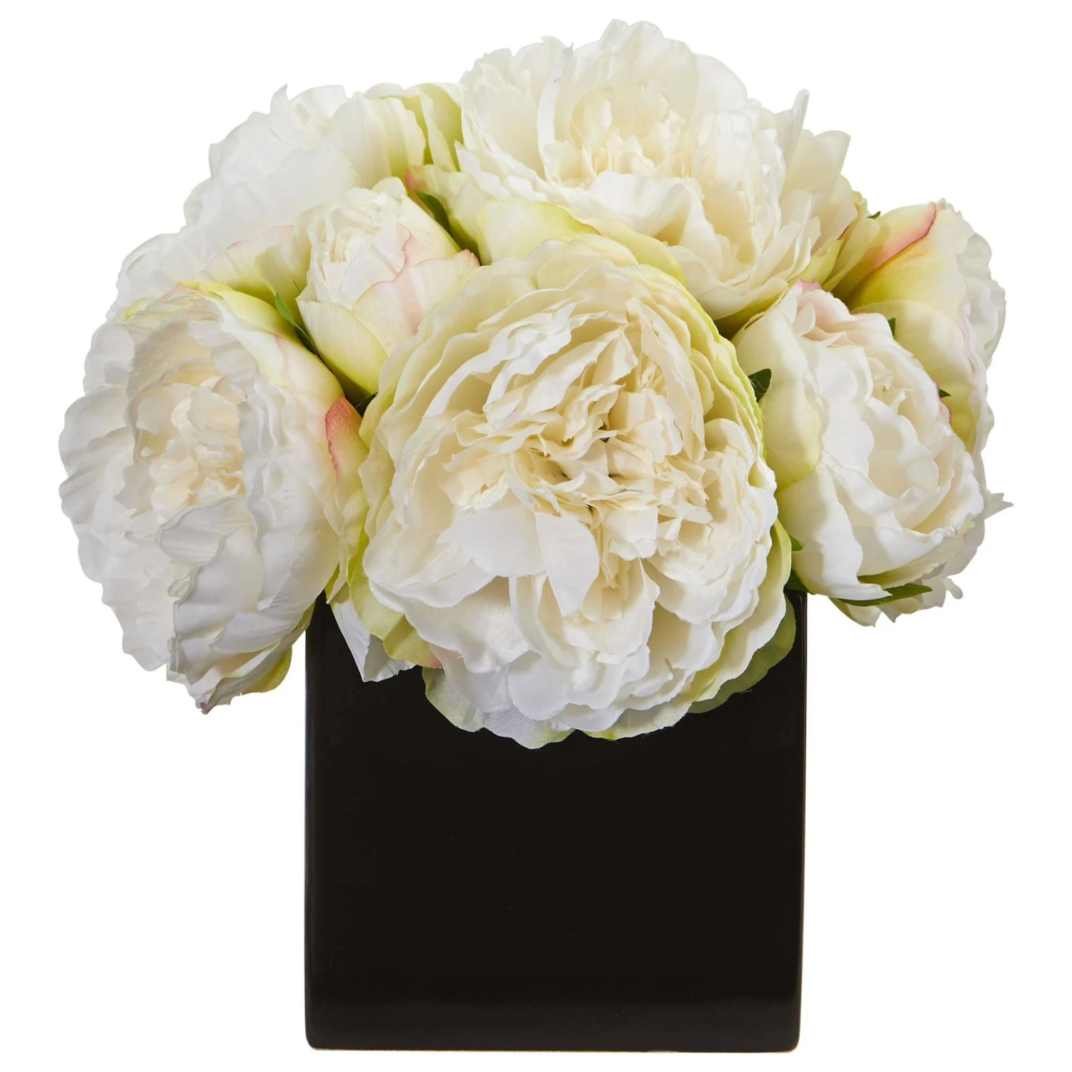 Peony Silk Arrangement In Black Vase 4 Peony Silk Arrangement In Black Vase - Image 2