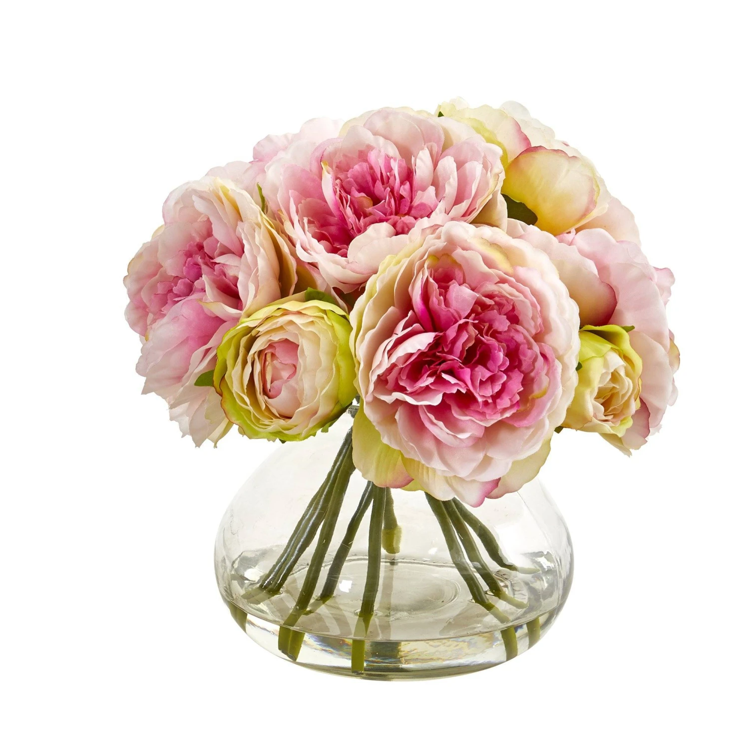 Silk Peony Artificial Arrangement In Vase 3 Silk Peony Artificial Arrangement In Vase