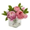 Peony In Glass Vase -Artificial Flowers Sale artificial peony in glass vase nearly natural 376025