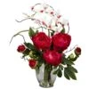 Peony & Orchid Silk Flower Arrangement 1 Peony & Orchid Silk Flower Arrangement -Artificial Flowers Sale artificial peony orchid silk flower arrangement nearly natural red 123943