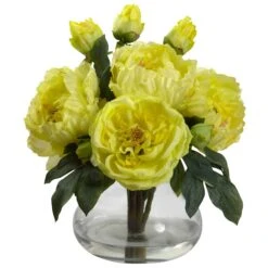Peony & Rose W/Vase -Artificial Flowers Sale artificial peony rose wvase nearly natural yellow 233036