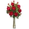 Peony W/Cylinder Silk Flower Arrangement -Artificial Flowers Sale artificial peony wcylinder silk flower arrangement nearly natural red 474914