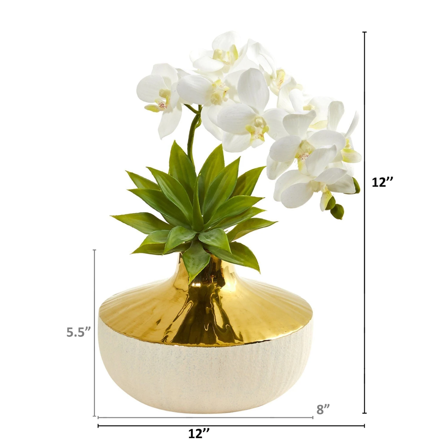 Phalaenopsis Orchid And Agave Artificial Arrangement In Vase 10 Phalaenopsis Orchid And Agave Artificial Arrangement In Vase - Image 8