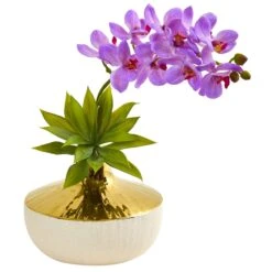 Phalaenopsis Orchid And Agave Artificial Arrangement In Vase 15 Phalaenopsis Orchid And Agave Artificial Arrangement In Vase -Artificial Flowers Sale artificial phalaenopsis orchid and agave artificial arrangement in vase nearly natural purple 648087